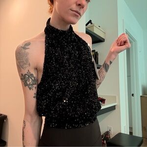 & other stories black sequin halter blouse 
Size 0